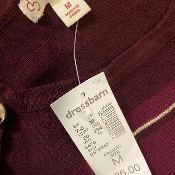 NEW WITH TAGS DRESS BARN Established 1962 3/4 slv striped sweater MEDIUM - Picture 3 of 3